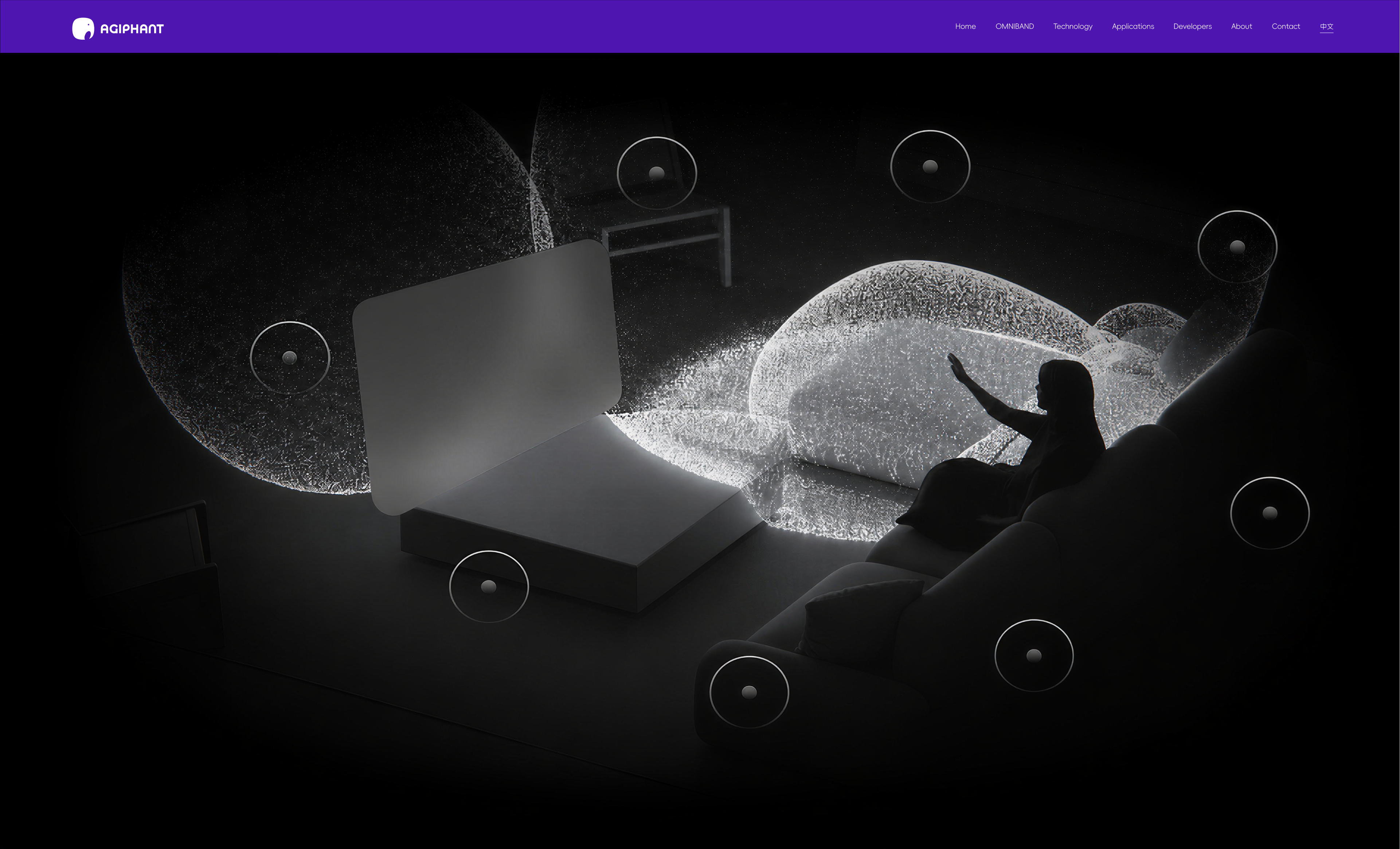 A person connected with intelligent devices in a spatial environment